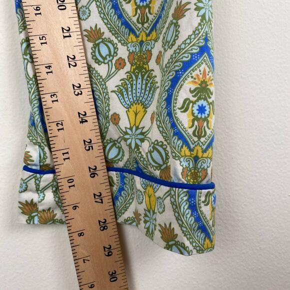 BedHead Damask Poplin Pajamas Size M Green Blu Cotton Long Sleeve Pants PJs Set - Picture 12 of 12